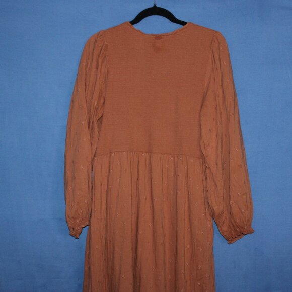 Old Navy Babydoll V-Neck Maxi Dress Brown Large - Picture 6 of 8